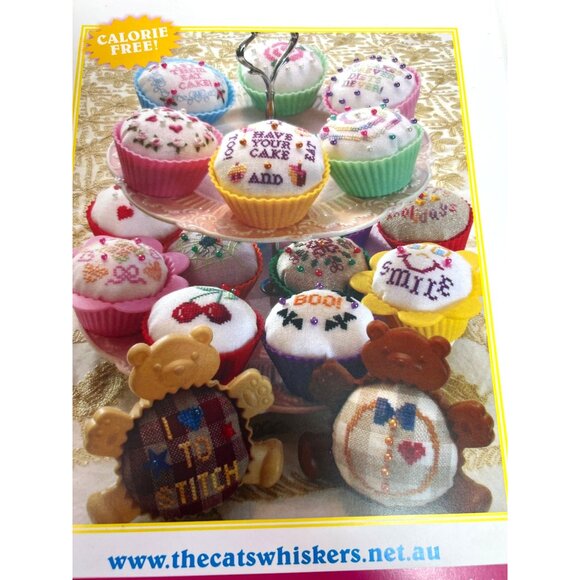 Cross Stitch Pattern Booklet For Cupcake & Bear Pin Cushions By The Cats Whisker - Picture 2 of 4